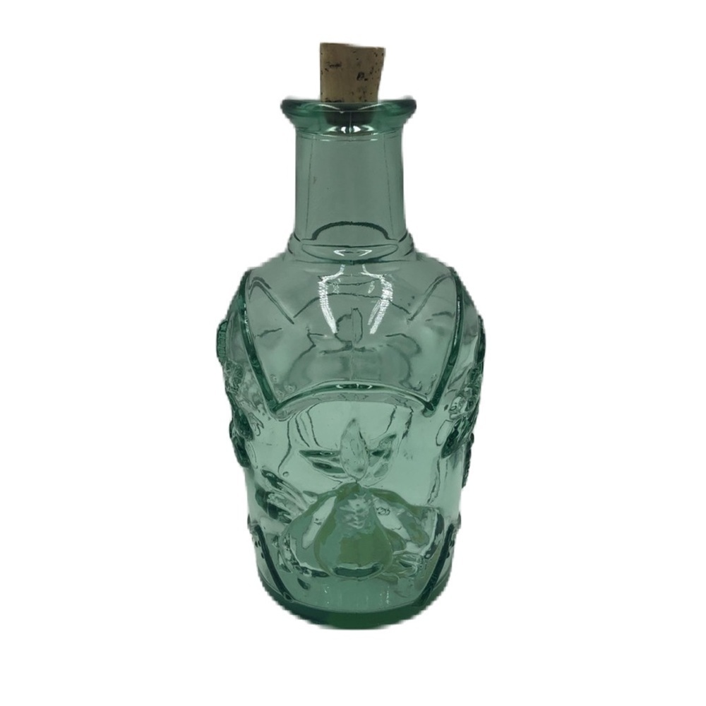 Libbey Glass Decanter Orchard Fruit Embossed Green